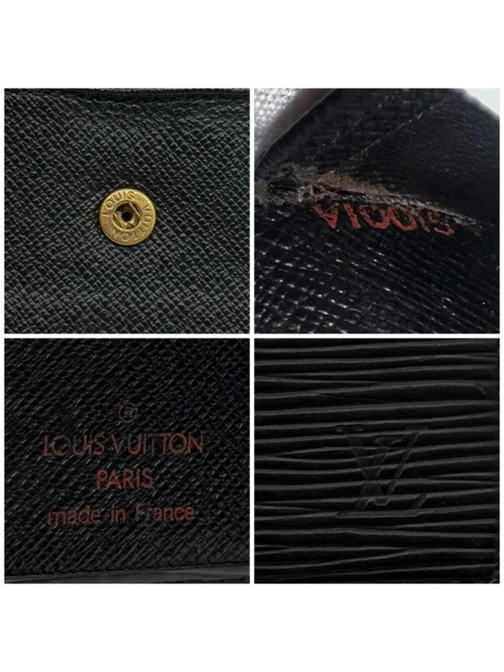 Louis Vuitton Portefeuille Marco Epi Black Leather Compact Wallet